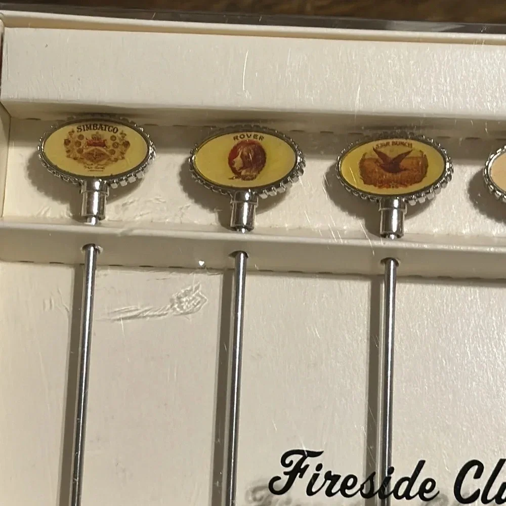 💥NWT Pottery Barn PB VTG 2002 Fireside Club Picks Set of 6 in Box Cocktail Party